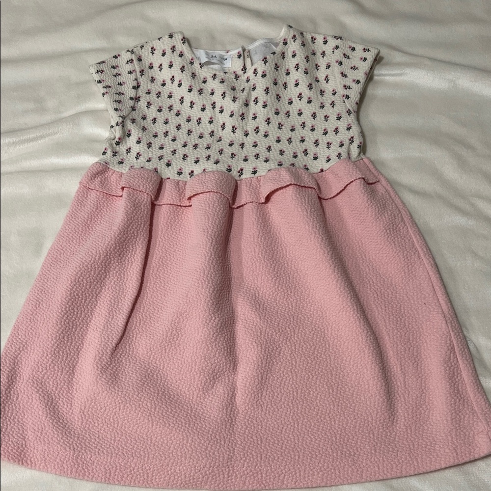 Zara Pink and White Casual Kids Dress
